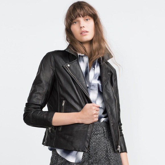 Zara Jackets & Blazers - Zara Black Leather Moto Jacket